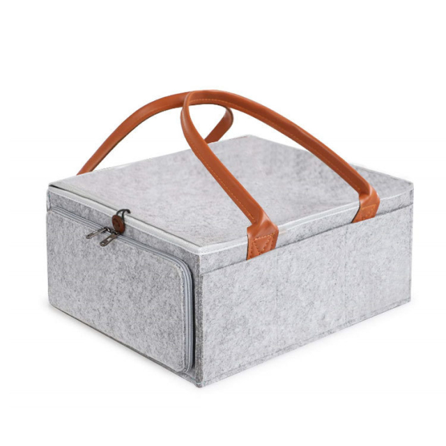 Custom Foldable Large Capacity Felt Baby Diaper Bag Felt Storage Organizer Felt Mommy Caddy Bag Nappy Organizer Tote