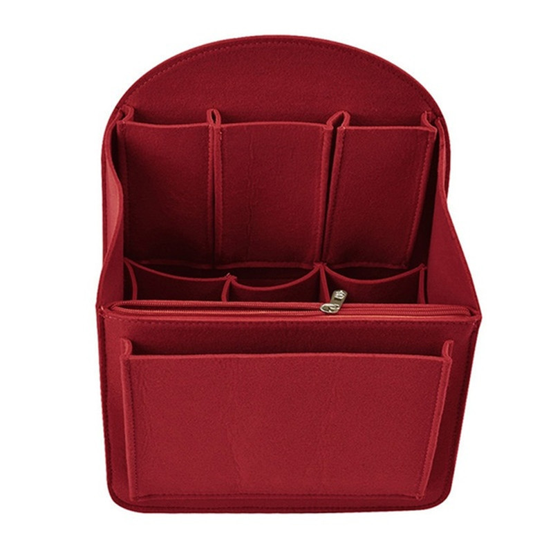 Custom Logo felt Insert bag organizer for Backpack multi-pocket inner bag for women handbag cosmetic storage bag