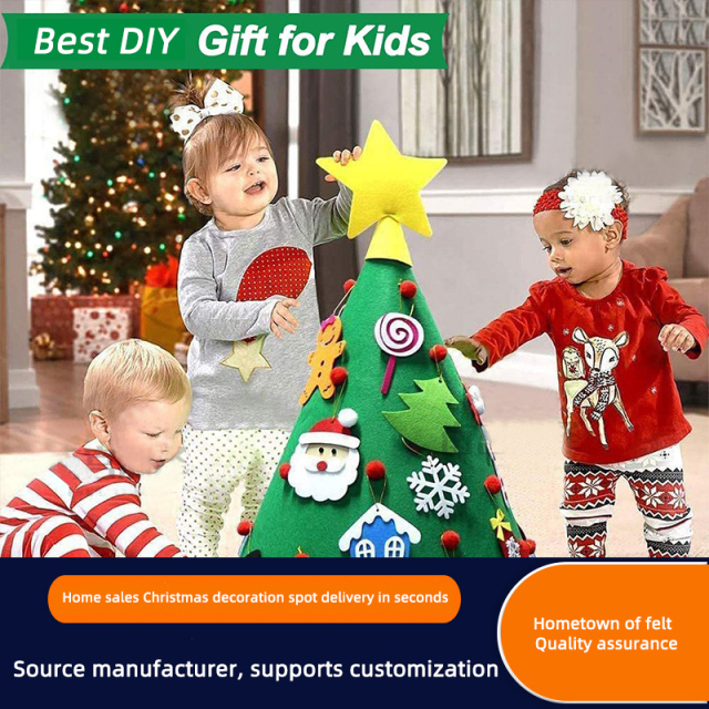 Xmas Decoration Gifts DIY Felt Christmas Tree With Ornament Set For Kids