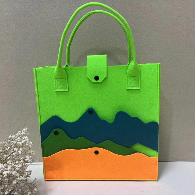 Promotion colors Reusable Felt Bag Eco-friendly Felt Foods Delivery Handbag Shopping Tote Bag