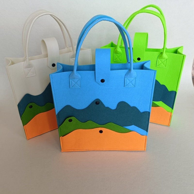 Promotion colors Reusable Felt Bag Eco-friendly Felt Foods Delivery Handbag Shopping Tote Bag