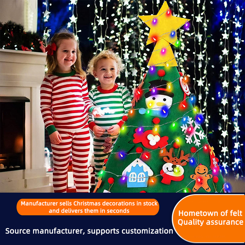 Xmas Decoration Gifts DIY Felt Christmas Tree With Ornament Set For Kids