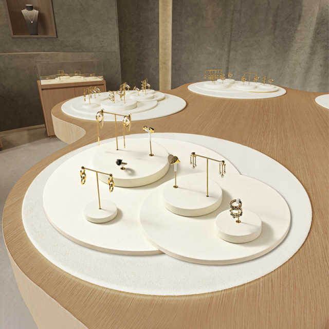 FADELI Original DIY Beige Microfiber Jewelry Display Set Light Luxury Earrings Rings Jewelry Counter Display Props