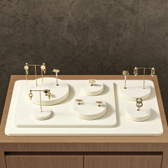 FADELI Original DIY Beige Microfiber Jewelry Display Set Light Luxury Earrings Rings Jewelry Counter Display Props