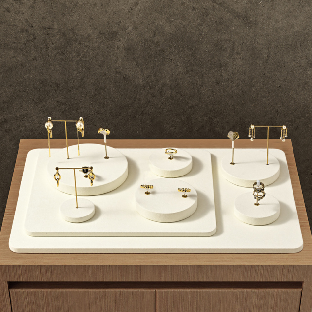 FADELI Original DIY Beige Microfiber Jewelry Display Set Light Luxury Earrings Rings Jewelry Counter Display Props