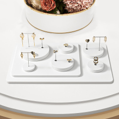 FADELI New Arrival Original White PU Leather Jewelry Display Set for Rings Earrings Display Rack