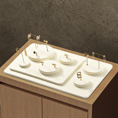 FADELI Original DIY Beige Microfiber Jewelry Display Set Light Luxury Earrings Rings Jewelry Counter Display Props