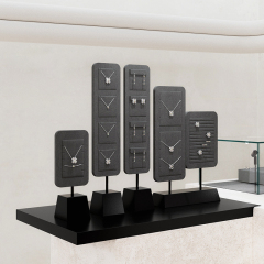 FADELI Necklaces Earrings Jewelry Display Racks Dark Grey Microfiber Metal Jewelry Counter Display Props for Jewelry Retailers