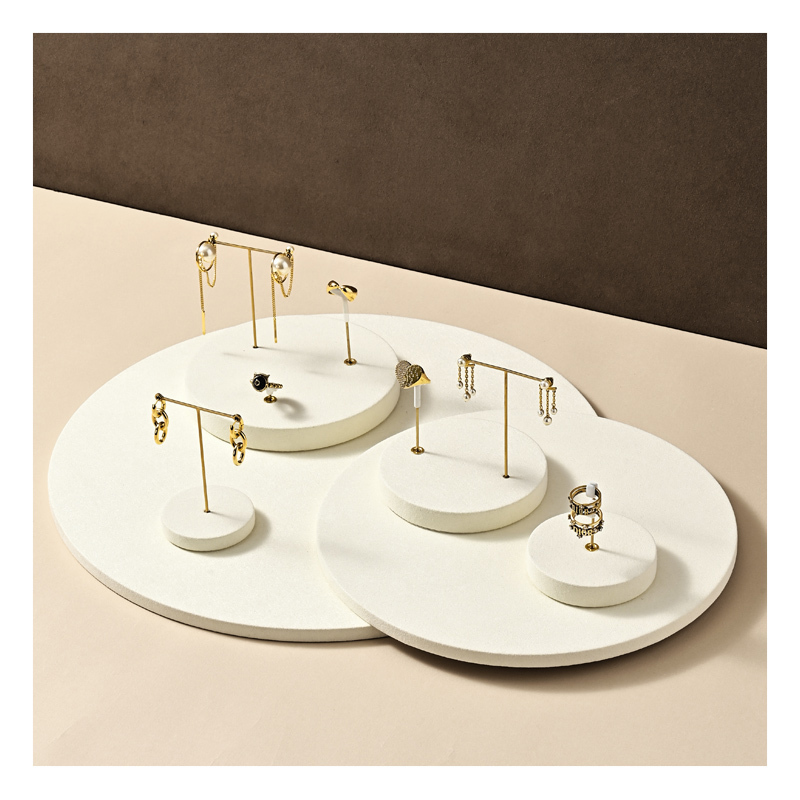 FADELI Original DIY Beige Microfiber Jewelry Display Set Light Luxury Earrings Rings Jewelry Counter Display Props