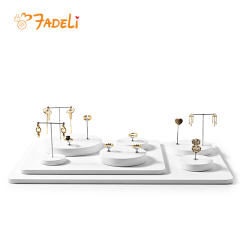 FADELI New Arrival Original White PU Leather Jewelry Display Set for Rings Earrings Display Rack