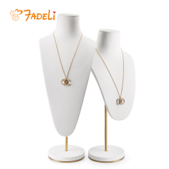 FADELI Wholesale Custom Luxury White Microfiber Jewelry Shop Counter Showcase Jewellery Mannequin Necklace Bust