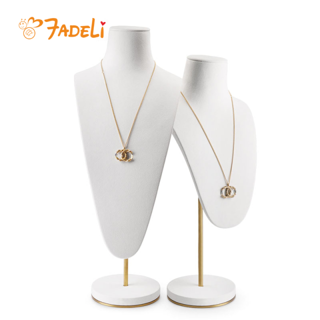 FADELI Wholesale Custom Luxury White Microfiber Jewelry Shop Counter Showcase Jewellery Mannequin Necklace Bust