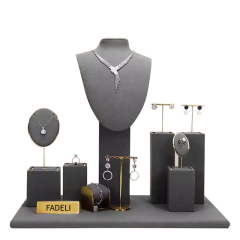FADELI Custom Store Display Deluxe Microfiber Fashion Jewelry Display Rings Pendants Earrings Display Set