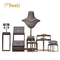 FADELI Wholesale Earrings Rings Watches Necklaces Microfiber Jewelry Props Trays First Display Rack Set