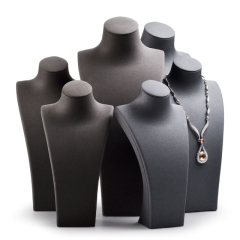 FADELI China Custom Luxury Grey PU Leather Jewelry Display Stand Jewelry Shop Counter Showcase Jewelry Necklace Bust