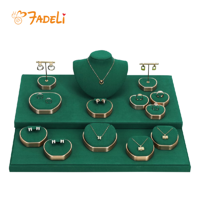FADELI Custom Store Display Deluxe Microfiber Fashion Jewelry Display Rings Pendants Earrings Display Set
