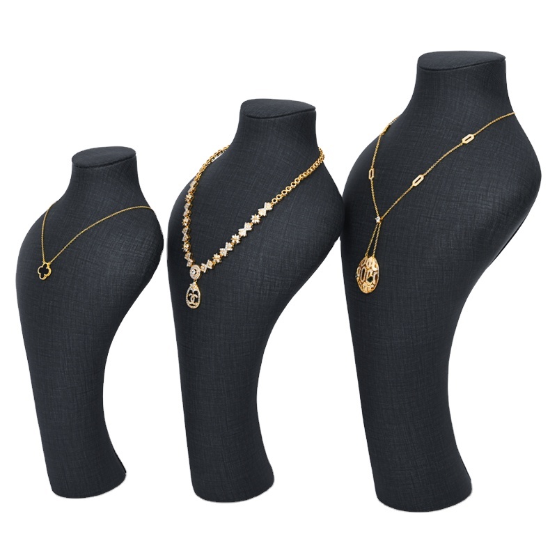 FADELI Factory Wholesale Custom New Dark Grey PU Leather Jewelry Displays Stand Pendant Display Necklace Bust