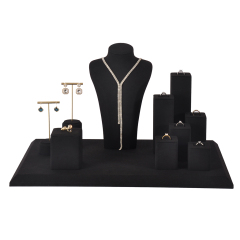 FADELI Deluxe Customized Microfiber Jewelry Rack Set Store Use Display Stand for Rings Earrings Necklaces