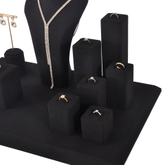 FADELI Deluxe Customized Microfiber Jewelry Rack Set Store Use Display Stand for Rings Earrings Necklaces