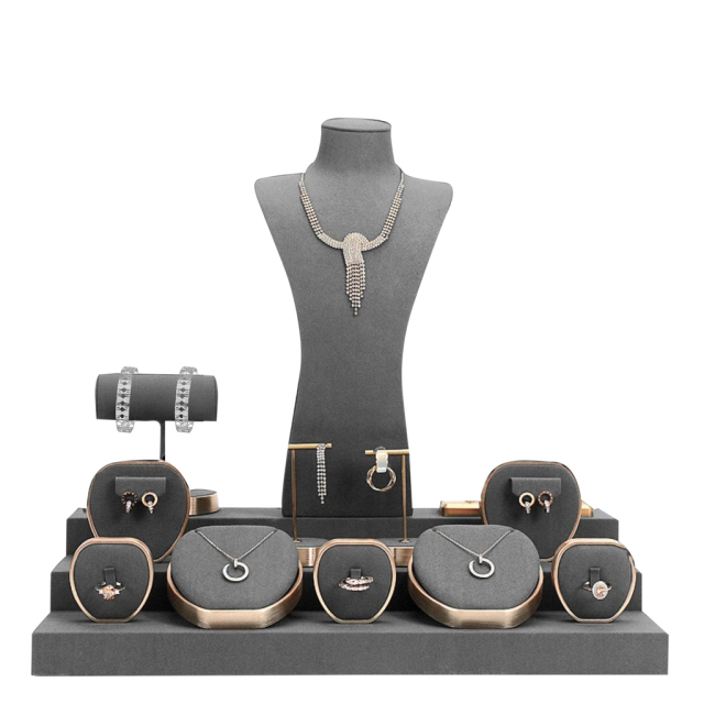 FADELI Custom Store Display Deluxe Microfiber Fashion Jewelry Display Rings Pendants Earrings Display Set