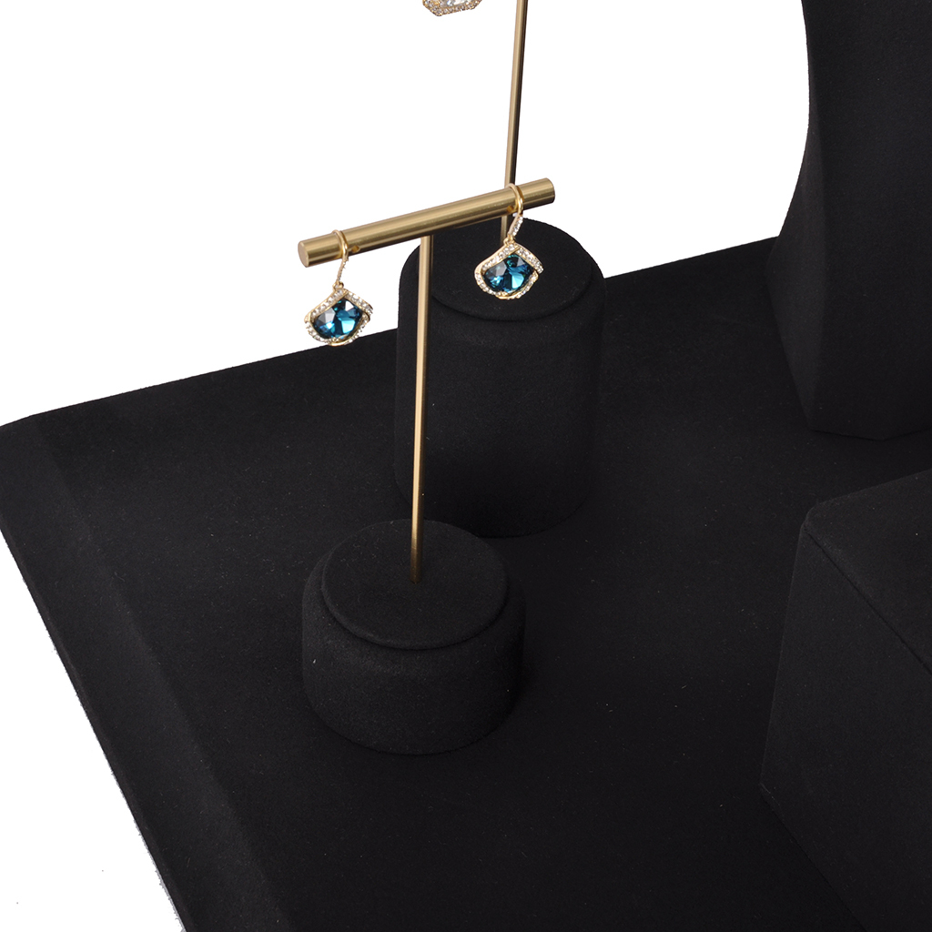 FADELI Deluxe Customized Microfiber Jewelry Rack Set Store Use Display Stand for Rings Earrings Necklaces