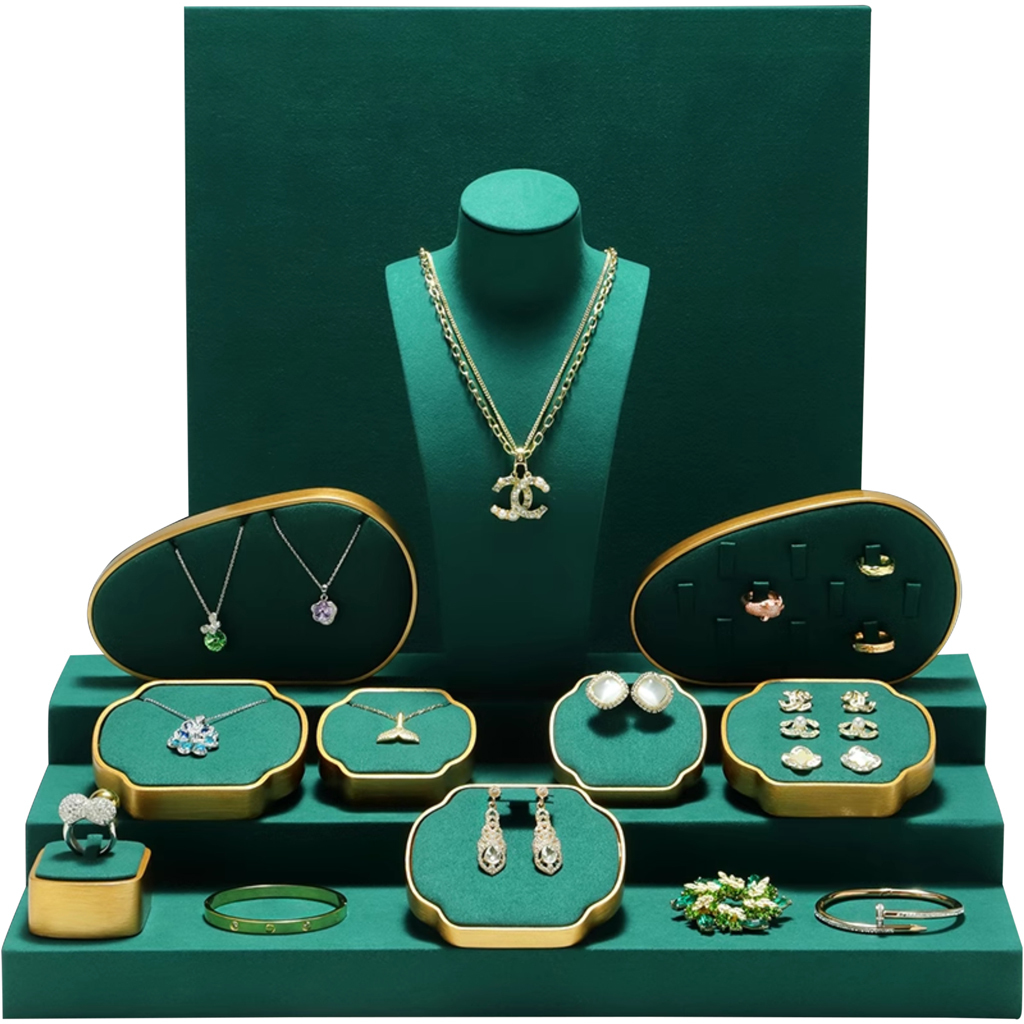 FADELI Custom Store Display Deluxe Microfiber Fashion Jewelry Display Rings Pendants Earrings Display Set
