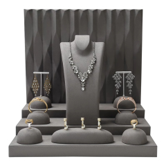 FADELI Wholesale Earrings Rings Watches Necklaces Microfiber Jewelry Props Trays First Display Rack Set