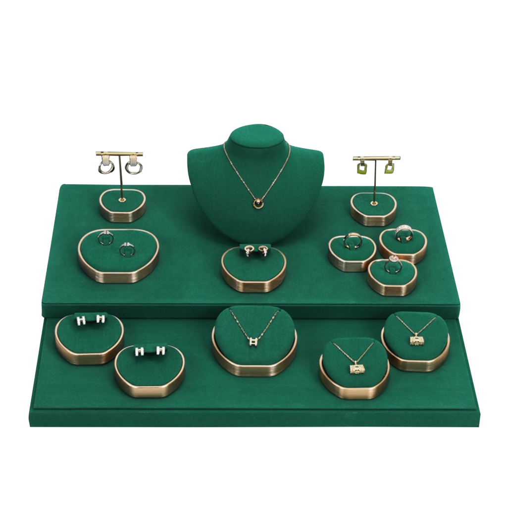 FADELI Custom Store Display Deluxe Microfiber Fashion Jewelry Display Rings Pendants Earrings Display Set