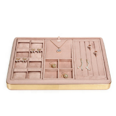 FADELI Jewelry Display Tray Luxury Suede Leather Metal Jewelry Necklace Bracelet Earring Ring Display Tray