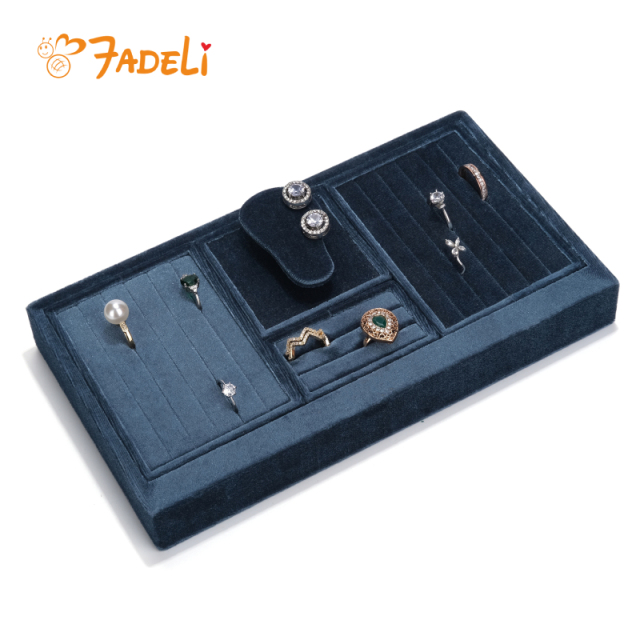 FADELI Magnet Jewelry Display Trays Showcase Holder Closet Dresser Drawer Organizer Ring Earring Stackable Velvet Jewelry Trays