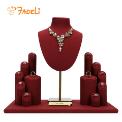 FADELI Luxurious Wine Red Ultra-fine Jewelry Display Props Necklace Ring Bracelet Display Stand Window Jewelry Rack Metal Jewelry Stand