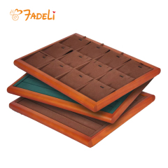 FADELI Wholesale Custom Wooden Grain Tray for Pendant Ring Bracelet Display Stackable Jewelry Tray