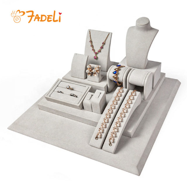 FADELI Factory Outlet Jewelry Display Props Metal Jewelry Tray Microfiber Jewelry Counter Prop Display