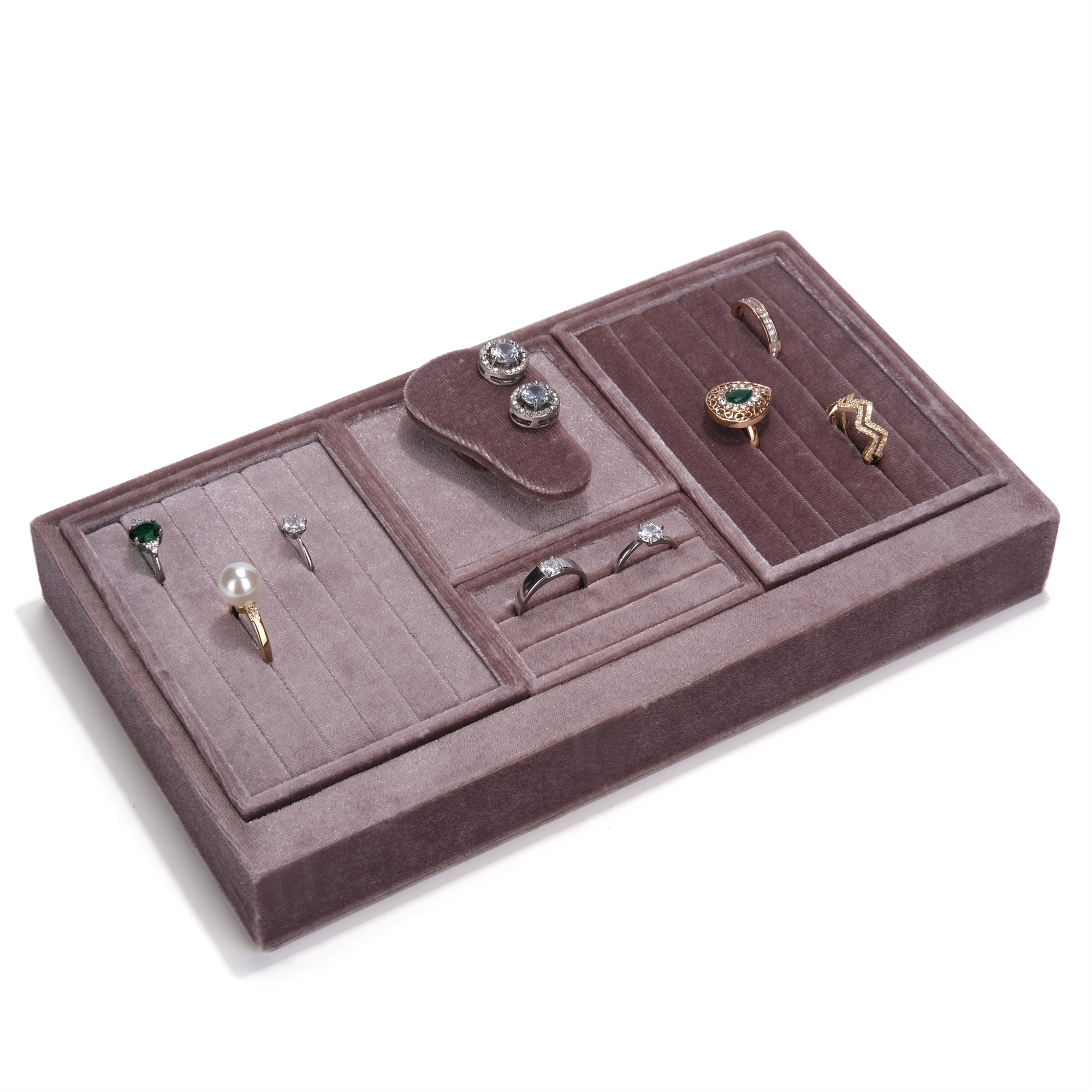 FADELI Magnet Jewelry Display Trays Showcase Holder Closet Dresser Drawer Organizer Ring Earring Stackable Velvet Jewelry Trays
