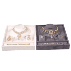 FADELI Luxury Unique Cream Gray Velvet Jewelry Presentation Tray Stackable Ring Earrings Necklace Bracelet Jewelry Storage Display Tray