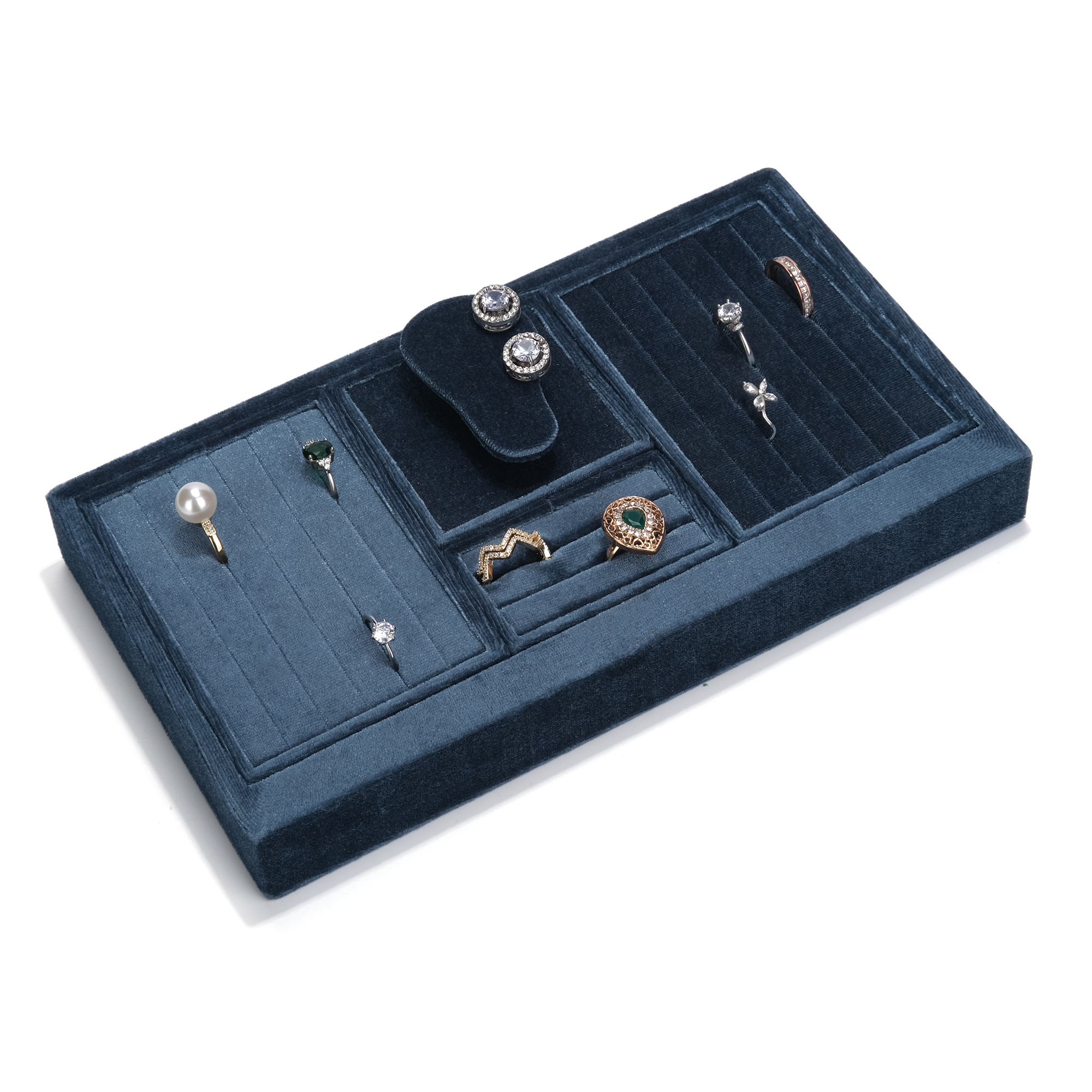 FADELI Magnet Jewelry Display Trays Showcase Holder Closet Dresser Drawer Organizer Ring Earring Stackable Velvet Jewelry Trays