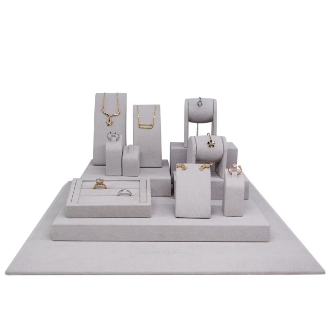 FADELI Factory Outlet Jewelry Display Props Metal Jewelry Tray Microfiber Jewelry Counter Prop Display