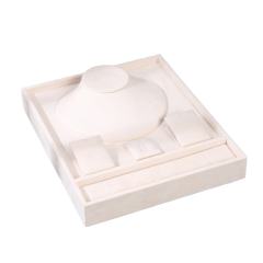 FADELI Luxury Unique Cream Gray Velvet Jewelry Presentation Tray Stackable Ring Earrings Necklace Bracelet Jewelry Storage Display Tray