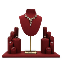 FADELI Luxurious Wine Red Ultra-fine Jewelry Display Props Necklace Ring Bracelet Display Stand Window Jewelry Rack Metal Jewelry Stand