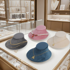 FADELI Super Soft Flannelette Window Showcase Necklace Jewelry Display Props High-Grade Velvet Jewelry Bust with Hanger on Back