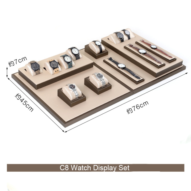 FADELI High Quality Leather Watch Stand Display Set Showcase Counter Jewelry Display Watch Display Stand for Retail Store