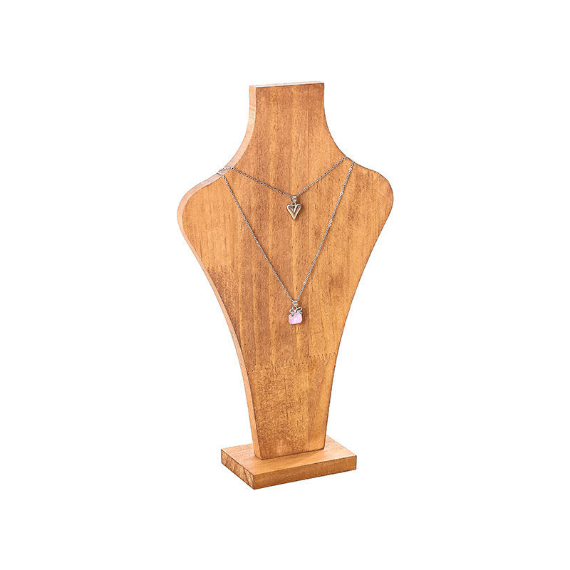 FADELI Vintage Original Wood Vase Shape Necklace Display Stand S M L Whole Walnut Wood Neck Model Pearl Jewelry Display Custom Logo