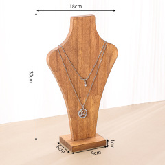 FADELI Vintage Original Wood Vase Shape Necklace Display Stand S M L Whole Walnut Wood Neck Model Pearl Jewelry Display Custom Logo