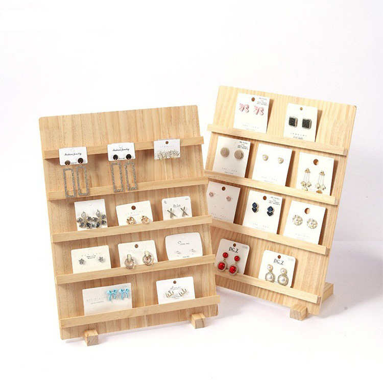 FADELI Ready to Ship Vertical Earring Cardboard Display Stand Wood Earring Stud Display Board 3 4 6 Layers Jewelry Stand