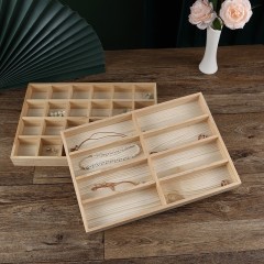 FADELI Custom Logo Solid Wood Jewelry Tray Pine Wood 6 12 24 36 Grids Storage Tray Bangle Bracelet Ring Charms Display Tray in Stock