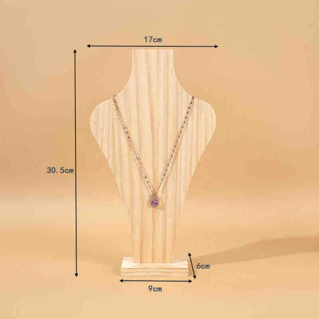 FADELI Vintage Original Wood Vase Shape Necklace Display Stand S M L Whole Walnut Wood Neck Model Pearl Jewelry Display Custom Logo