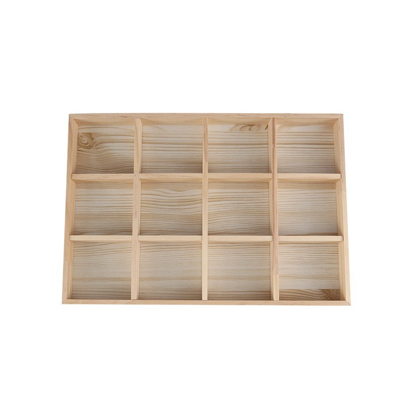 FADELI Custom Logo Solid Wood Jewelry Tray Pine Wood 6 12 24 36 Grids Storage Tray Bangle Bracelet Ring Charms Display Tray in Stock