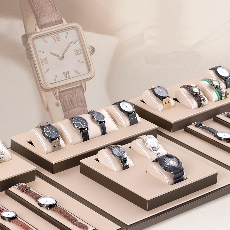 FADELI High Quality Leather Watch Stand Display Set Showcase Counter Jewelry Display Watch Display Stand for Retail Store