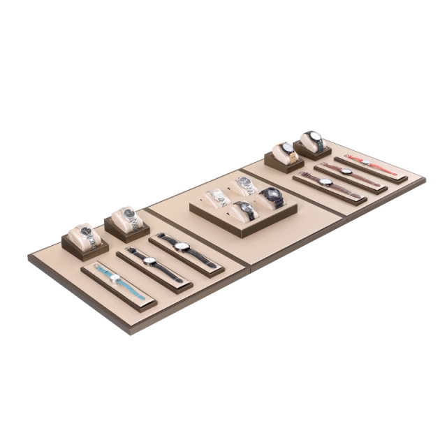 FADELI High Quality Leather Watch Stand Display Set Showcase Counter Jewelry Display Watch Display Stand for Retail Store