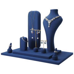 FADELI Custom Metal Jewelry Props Set Microfiber Bangle Display Tray Earring Stand Resin Necklace Bust Tray Jewelry Display Rack